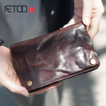 Оригинальный мужской кошелек AETOO ручной работы из старой кожи в стиле ретро