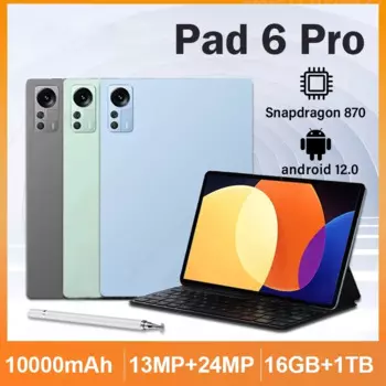 Оригинальный планшет, 2024 дюймов, Android 12 Pad 6 Pro 16 ГБ + 1 Гб, Snapdragon 870, планшетный ПК, двойная SIM-карта, Wi-Fi, HD, 4K, Mi Tab