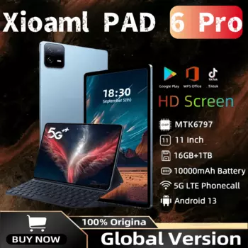 Оригинальный планшет Xioami Pad 6 PRO, 2024 дюймов, Android 13, 16 ГБ + 1 ТБ, 11 дюймов, 4K, MTK6797, телефон с двумя SIM-картами, GPS, Wi-Fi, Mi Tab