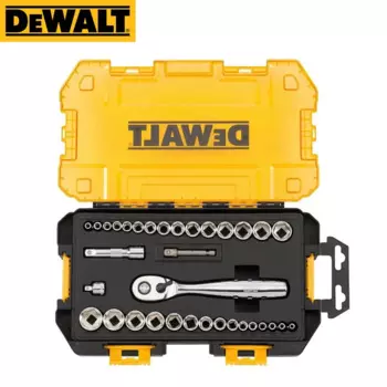 Оригинальный штатив DEWALT с храповым механизмом и накатанными кольцами для красоты, привод 1/4 дюйма и 3/8 дюйма, SAE/метрические, 34 шт.
