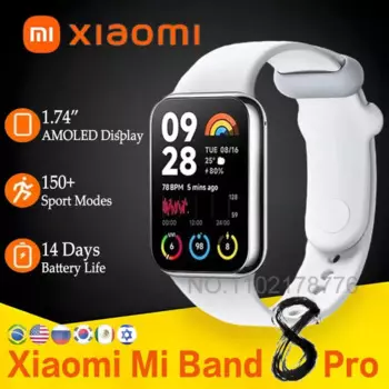 Оригинальный Смарт-браслет Xiaomi Smart Band 8 Pro с дисплеем AMOLED диагональю 1,74 дюйма, водонепроницаемость до 14 дней автономной работы, браслет Xiaomi Mi Band 8 Pro