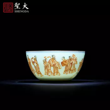 Оригинальный старинный чайный набор Цзиндэчжэнь Kangxi alum красного и черного цвета