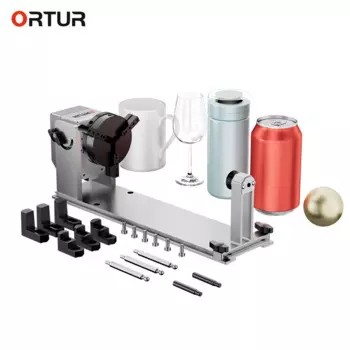 ORTUR (YRC1.0) Лазерный гравер с ЧПУ по оси Y Поворотный патрон Вращающийся на 360° 180 Горизонтальное перекидное угловое основание Гравировальные цилиндрические станки