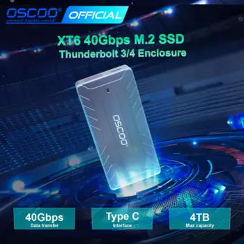 OSCOO 40 Гбит/с USB4 M.2 SSD-корпус 4 ТБ с охлаждающим вентилятором Корпус PCIe4.0 NVME Алюминиевый совместимый с Thunderbolt 3/4 для MacBOOK