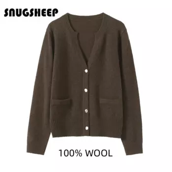 Осень 2024, кардиган, модная шерстяная куртка, женский свитер с v-образным вырезом, Женский Топ свитер женский кардиган женская кофта женские оверсайз топ вязаный свитера одежда куртка длинный пальто кофты джемпер жиле