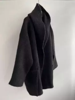 Осень и зима, новый свободный кардиган, свитер из смесовой шерсти альпаки, шерстяная вязаная куртка с капюшоном, женская