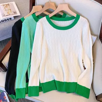 Осень-зима 2022, большие вязаные свитера, женские свободные вязаные топы с длинным рукавом, верх с разрезом, джемперы оверсайз