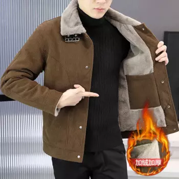 Осень-зима 2024, Мужская мотоциклетная куртка, толстые и плюшевые теплые куртки, Мужская Повседневная Деловая ветрозащитная куртка с лацканами