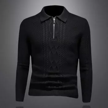 Осень/Зима 2024, мужское приталенное большое поло, вязаный Молодежный свитер-поло с воротником, утепленный теплый свитер