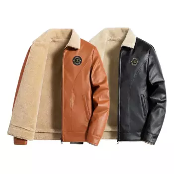 Осень/зима 2024, новая модная тенденция, утепленная флисовая куртка из термокожи, мужская повседневная свободная удобная куртка больших размеров
