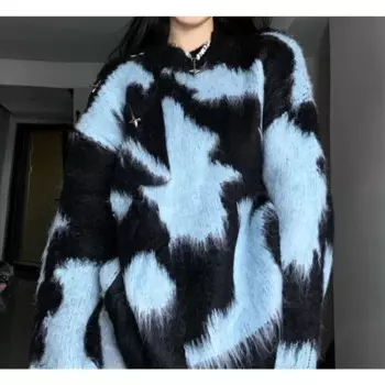 Осень/Зима 2024 новый модный дизайн Свободный пуловер с круглым вырезом трикотажная одежда