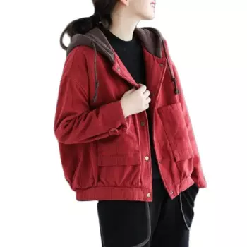 Осень-зима 2024, пальто, женское бархатное теплое пальто с хлопковой подкладкой, клетчатая верхняя одежда с капюшоном, женская Свободная куртка