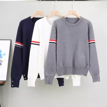 Осень-зима 2024, женские вязаные пуловеры, свитер с круглым вырезом, базовый топ, повседневный пуловер с длинным рукавом и круглым вырезом, теплый