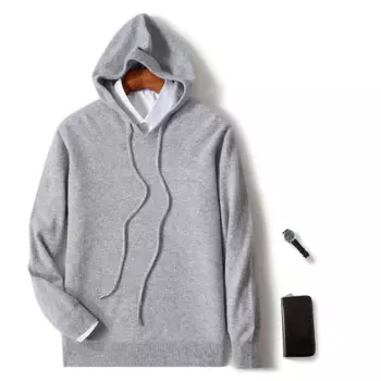 Осень/зима мужской джемпер с капюшоном 100% мериносовая шерсть вязаный свитшот повседневный большой топ свитер с длинными рукавами вязаный топ