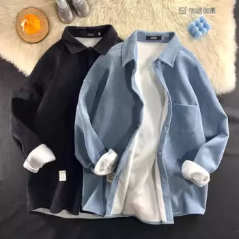 Осень-зима утепленные вельветовые флисовые рубашки мужские повседневные свободные теплые рубашки с длинным рукавом мужские