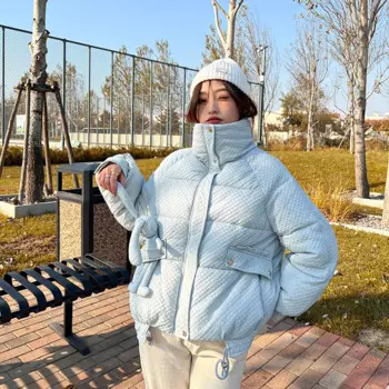 Осень-зима женский однотонный пуховик в корейском стиле свободный милый дизайн кролика хлопковое стеганое пальто толстая теплая верхняя одежда женская