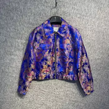 Осенне-весенняя синяя куртка с вышивкой, пальто, женская винтажная куртка-бомбер на молнии с длинным рукавом