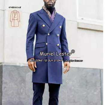 Осенне-зимнее Мужское пальто, длинный твидовый шерстяной Блейзер, комплект, двубортный Теплый мужской костюм, куртки, женская верхняя одежда, пальто