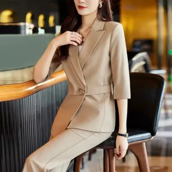 Осенне-зимние деловые профессиональные брючные костюмы для дам, офисная одежда, блейзеры, женские костюмы, комплект брюк, 5XL