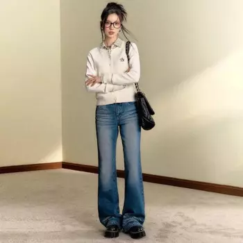 Осенне-зимние модные Свободные повседневные джинсы с высокой талией для женщин