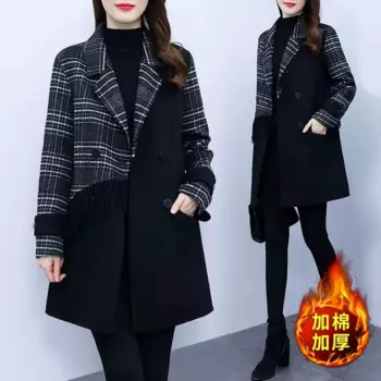 Осенне-зимние шерстяные куртки 2022 ретро элегантная женская одежда зимний шерстяной костюм большого размера пальто bd652