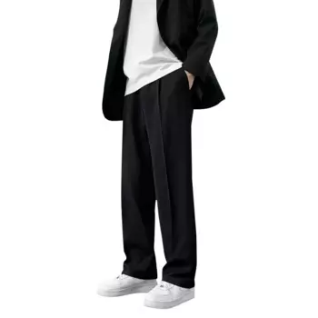 Осенне-зимние уплотненные флисовые повседневные брюки, мужская мода, свободные, полностью прямые, вертикальные, на ощупь Костюмные брюки