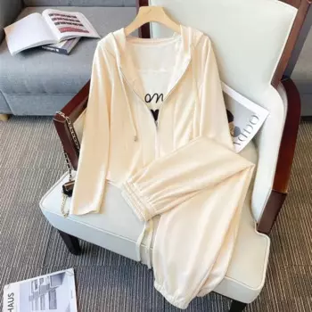 Осенне-зимний хлопковый комплект из двух предметов для женщин 2023 кардиган с капюшоном топы и брюки большие размеры 4XL женские черные персиковые спортивные костюмы