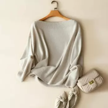 Осенне-зимний Новый кашемировый свитер 100%, женские свободные сексуальные пуловеры с вырезом лодочкой, вязаный модный джемпер с длинным рукавом, топы