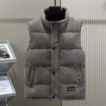 Осенне-зимний новый модный утепленный повседневный мужской жилет, Модный повседневный теплый вельветовый хлопковый жилет большого размера