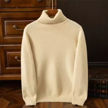 Осенне-зимний шерстяной свитер, мужской толстый деловой повседневный пуловер с полувысоким воротником, вязаный свитер для мужчин