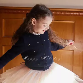 Осенне-зимний шерстяной вязаный кардиган с бантом для девочек-Доступный свитер с длинным рукавом для детей