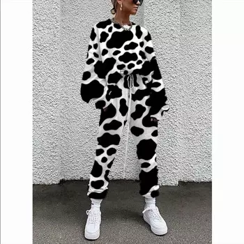 Осенне-зимний спортивный костюм для женщин, комплект из двух предметов, Спортивная женская одежда с принтом граффити, повседневный свитшот на молнии и брюки, женский спортивный костюм для девочек