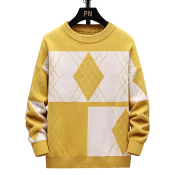 Осенне-зимний Стандартный Мужской Повседневный Ретро свитер 7XL, 6XL, 5XL, Модный Новый Свободный пуловер с круглым вырезом и длинным рукавом.