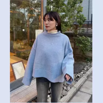 Осенне-зимний свободный шерстяной кашемировый вязаный свитер с большой накидкой и силуэтом