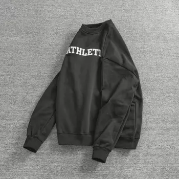 Осенне-зимний тяжелый массивный хлопковый вязаный шерстяной круглый топ, мужской изысканный пуловер с вышитым буквенным узором и круглым вырезом