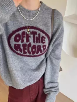 Осенне-зимний жаккардовый мягкий восковой кашемировый свитер с надписью, женский свободный пуловер с круглым вырезом, шерстяной свитер для женщин, большие размеры