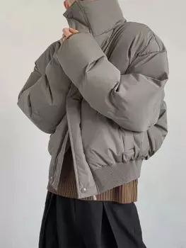 Осенне-зимняя хлопковая куртка, свободная утепленная куртка с воротником-стойкой, простая Высококачественная Мужская одежда