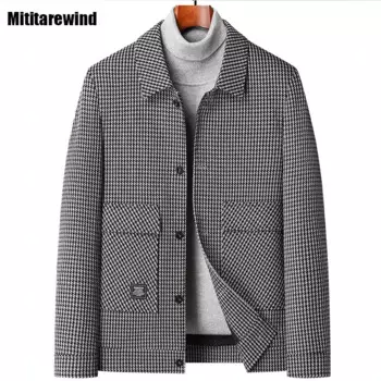 Осенне-зимняя мужская куртка, брендовая уличная одежда, модная уличная одежда с рисунком «гусиные лапки», молодежная плотная куртка-карго, ветрозащитное мужское пальто, приталенное