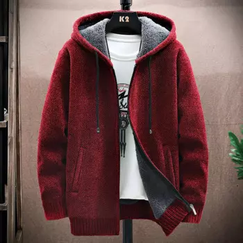 Осенне-зимняя новая мужская модная красивая однотонная Повседневная куртка-бомбер с капюшоном и бархатной застежкой