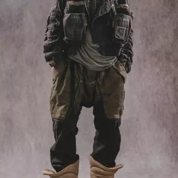 Осенне-зимняя одежда в стиле Wasteland, дизайнерские модные брендовые мужские комбинезоны с широкими штанинами и прострочкой