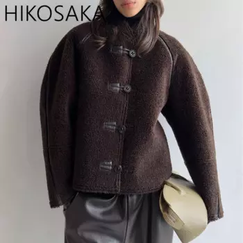 Осенне-зимняя простая модная винтажная куртка, теплая свободная Меховая куртка, модная однобортная женская верхняя одежда с длинным рукавом, новинка 2024