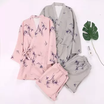 Осенне-зимняя термо-Пижама из 100% хлопка для влюбленных мужчин и женщин с очень толстым воздушным слоем комплект кимоно Пижама Женская Пижама