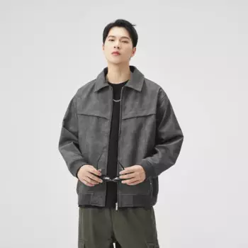 Осенне-зимняя винтажная стильная куртка из искусственной кожи для мужчин, однотонная повседневная одежда, куртка-бомбер