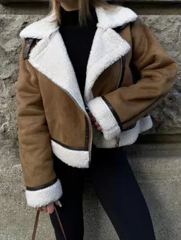 Осенне-зимняя замшевая интегрированная куртка, короткая женская зимняя теплая верхняя одежда на молнии, новинка 2023, зимняя женская кожаная Меховая куртка, пальто