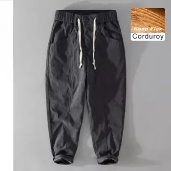 Осенние новые простые вельветовые брюки, Мужская одежда, повседневные однотонные мягкие уличные джоггеры с эластичным поясом, мужские брюки F7627