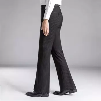 Осенние полосатые брюки для мужчин, модные эластичные длинные брюки с широкими штанинами