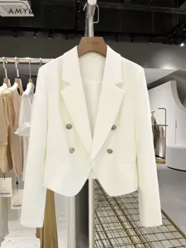 Осенний Новый французский темпераментный однотонный Универсальный блейзер с перекрестным воротником Женская модная повседневная универсальная куртка