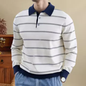 Осенний свитер в контрастную полоску, мужской модный шерстяной вязаный свитер, корейский Универсальный трикотажный пуловер Herren с круглым вырезом и длинными рукавами