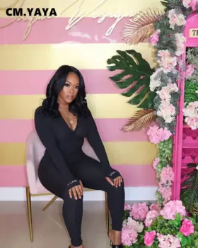 Осенний трикотажный Облегающий комбинезон Lucky с вышивкой, Женский Облегающий комбинезон для активного отдыха, цельный комбинезон с длинным рукавом