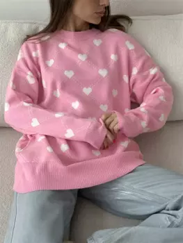 Осенний трикотажный пуловер с принтом Tossy для женщин, повседневный лоскутный контрастный свободный верх с длинными рукавами, женский вязаный пуловер